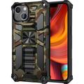 Coque hybride iPhone 13 au design camouflage avec béquille - Vert Armée