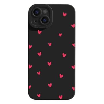 Coque fine iPhone 14 en TPU avec motif cœur - Noire / Rouge