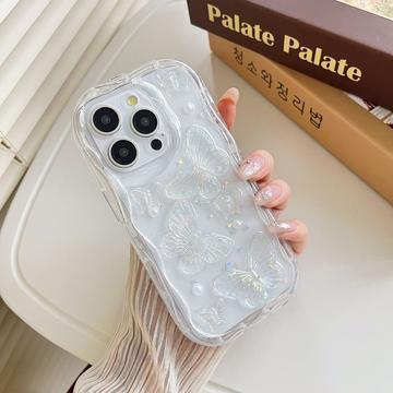 Coque iPhone 14 Pro en TPU Papillon et Perle - Transparente