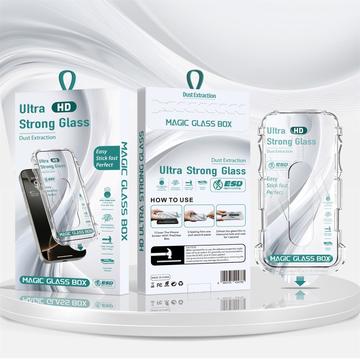 Protection d\'écran iPhone 14 Pro en verre trempé HD avec outil de dépoussiérage automatique - 9H