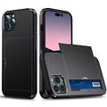 iPhone 14 Pro Hybrid Case with Sliding Card Slot - Black