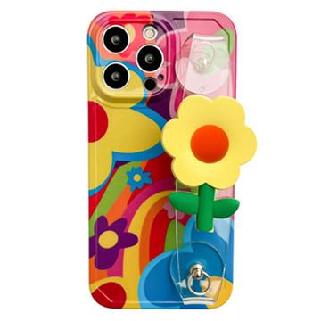 Coque iPhone 14 Pro Max en TPU Fleurie avec Bracelet - Colorée