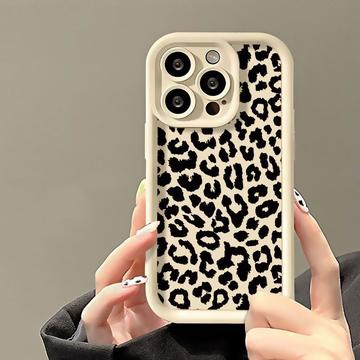 Coque iPhone 14 Pro Max en TPU à imprimé léopard - Blanche