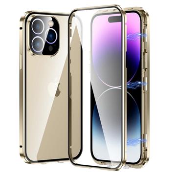 Coque Magnétique iPhone 14 Pro Max avec Verre Trempé - Doré