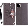 Etui iPhone 14 Pro Max Owl Rhinestone - Gris