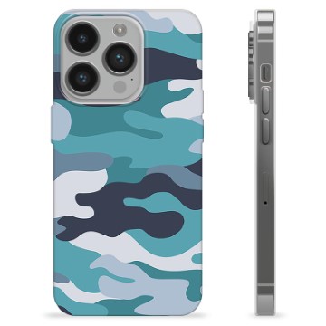 Coque iPhone 14 Pro en TPU - Camouflage Bleu