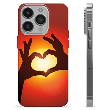 Coque iPhone 14 Pro en TPU - Silhouette de Coeur