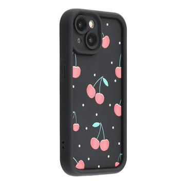  Coque TPU antichoc élégante iPhone 14 avec bords relevés - Noire / Cerises