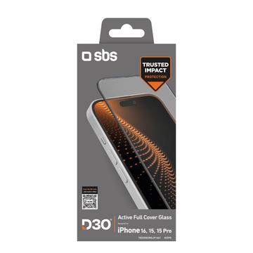 Protection d\'écran iPhone 15/16 en verre trempé avec cadre SBS D3O Active Full Cover