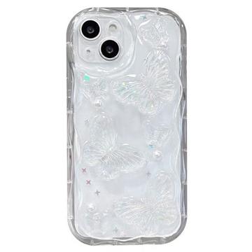 Coque iPhone 15 en TPU Papillon et Perle - Transparente
