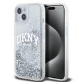 Coque iPhone 15 DKNY Liquid Glitter Arch Logo - Transparent