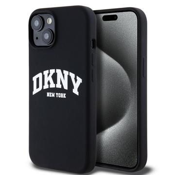 Coque iPhone 15 DKNY Liquid Silicone Arch Logo - Compatible MagSafe - Noir