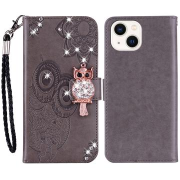Etui iPhone 15 Hibou Strass