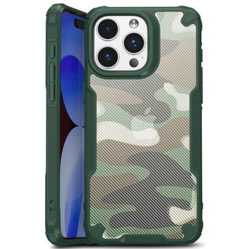 Coque Hybride iPhone 15 Plus Antichoc - Camouflage - Verte