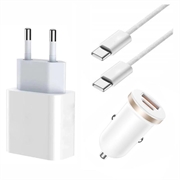 Chargeur iPhone 15 Pro/15 Pro Max/16 Pro/16 Pro Max 20W / Chargeur voiture avec câble 2m - Blanc