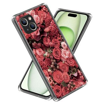 Coque iPhone 15 Plus en TPU Stylish Ultra Fin - Fleurs Rouges