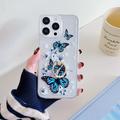 Coque iPhone 15 Pro en TPU Papillon avec support d'anneau - Bleu foncé