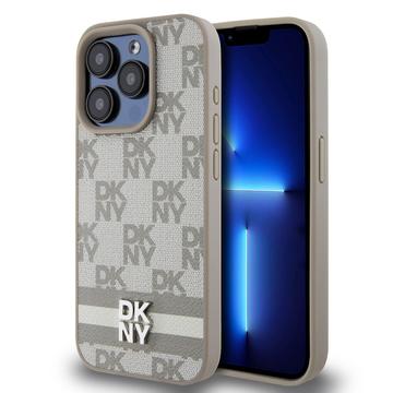 Coque iPhone 15 Pro DKNY Motif à carreaux et rayures - Beige