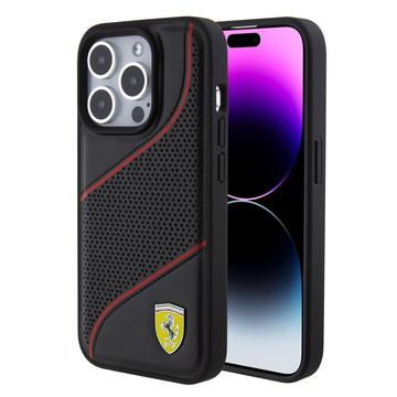 Coque iPhone 15 Pro Ferrari Perforated Slanted Line - Noire