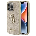 Coque iPhone 15 Pro Guess Fixed Glitter 4G Metal Logo - Doré