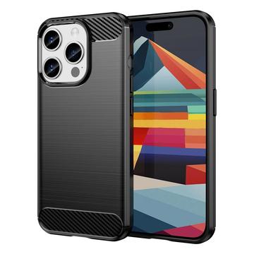 Coque iPhone 15 Pro Max en TPU Brossé - Fibre de Carbone