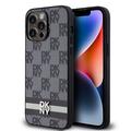 Coque iPhone 15 Pro Max DKNY Motif à carreaux et rayures - Noire