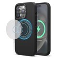 Coque iPhone 15 Pro en Silicone Liquide Saii Premium MagSafe - Noire