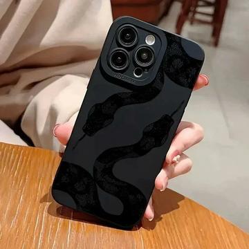 Coque iPhone 15 Pro Max en TPU à motif de serpent - Noire