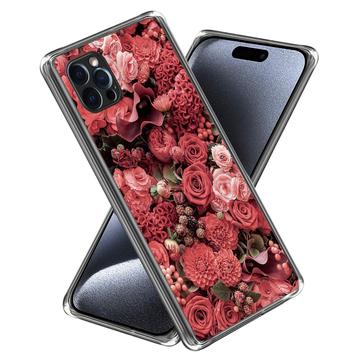 Coque iPhone 15 Pro Max en TPU Stylish Ultra Fin - Fleurs Rouges