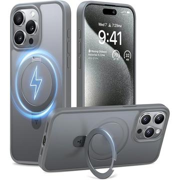 Coque iPhone 15 Pro Max Torras Upro Ostand Matte - Compatible MagSafe - Gris Titane