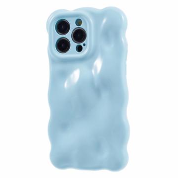 Coque TPU pour iPhone 15 Pro Max à bords ondulés Candy Bubbles - Bleu bébé