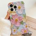 Coque iPhone 15 Pro Max en TPU peinture à l'huile à bords ondulés - Fleurs
