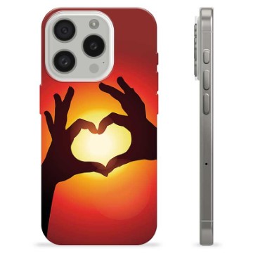 Coque iPhone 15 Pro en TPU - Silhouette de Coeur