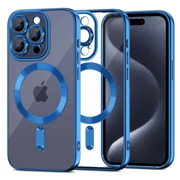 iPhone 15 Pro Tech-Protect MagShine Case - Compatible MagSafe - Transparent / Bleu foncé