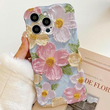 Coque iPhone 15 Pro en TPU peinture à l\'huile - Fleurs