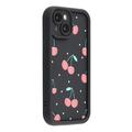  Coque TPU antichoc élégante iPhone 15 avec bords relevés - Noire / Cerises