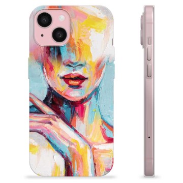 Coque iPhone 15 en TPU - Portrait Abstrait