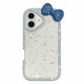 Coque époxy iPhone 16 avec nœud et strass - Bleue