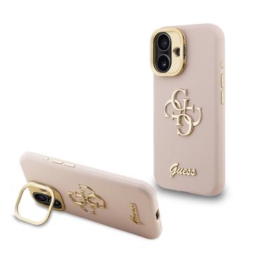 Coque pour cadre de caméra iPhone 16 avec support Guess Grained 4G Logo - Rose