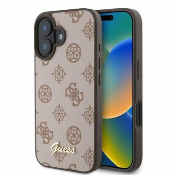 Coque iPhone 16 Guess Peony Script - Compatible MagSafe - Marrone
