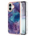 Coque iPhone 16 en TPU Marble Pattern Galvanisé IMD - Violete