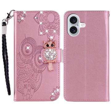 Etui iPhone 16 Hibou Strass
