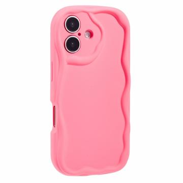 Coque iPhone 16 Plus en TPU Candy Color Wavy - Rose Vif