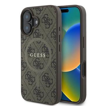 Étui à anneau coloré iPhone 16 Plus Guess 4G - Compatible MagSafe - Marron