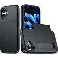 iPhone 16 Plus Hybrid Case with Sliding Card Slot - Black