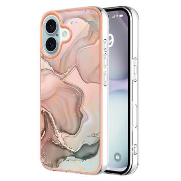 Coque iPhone 16 Plus en TPU Marble Pattern Galvanisé IMD - Rose