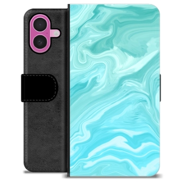 Étui Portefeuille Premium iPhone 16 Plus - Marbre Bleu