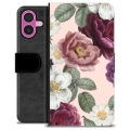 Étui Portefeuille Premium iPhone 16 Plus - Fleurs Romantiques