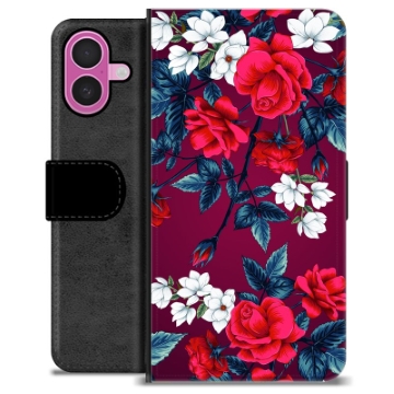 Étui Portefeuille Premium iPhone 16 Plus - Fleurs Vintage