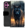 Étui Portefeuille Premium iPhone 16 Plus - Loup